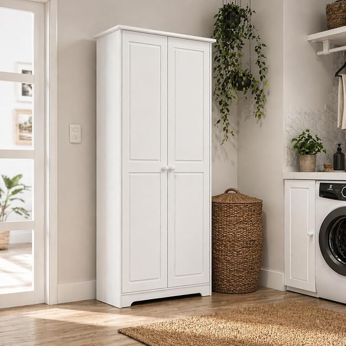 From the Tree Furniture Solid Pine Pantry Cabinet — 72" Tall White Kitchen