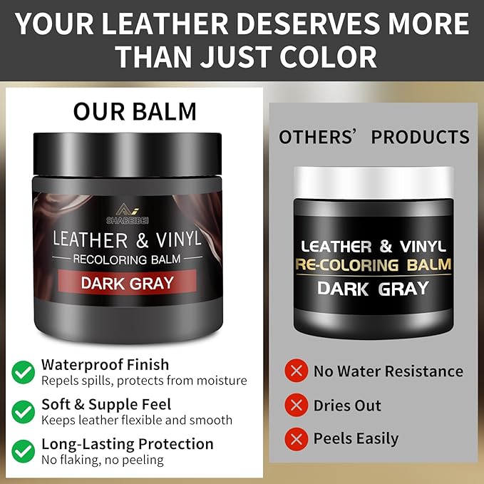 Leather Recoloring Balm with 100ml Mink Oil, Dark Gray Leather Repair Kit and