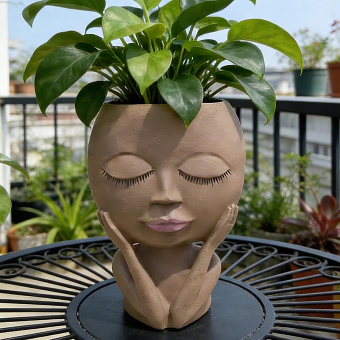 Cute Plant Pots -Face Planters Pots Head Flower Pot,Succulent & Cactus Christmas Planters with Drainage Hole,Creative Home Gardening Decor Plant Gifts for Plant Lovers,Women,Mom,Teacher (Brown)