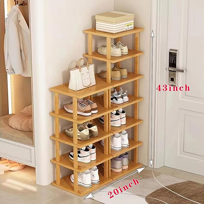 Bamboo Shoe Rack 12 Tier- Vertical Shoe Rack
