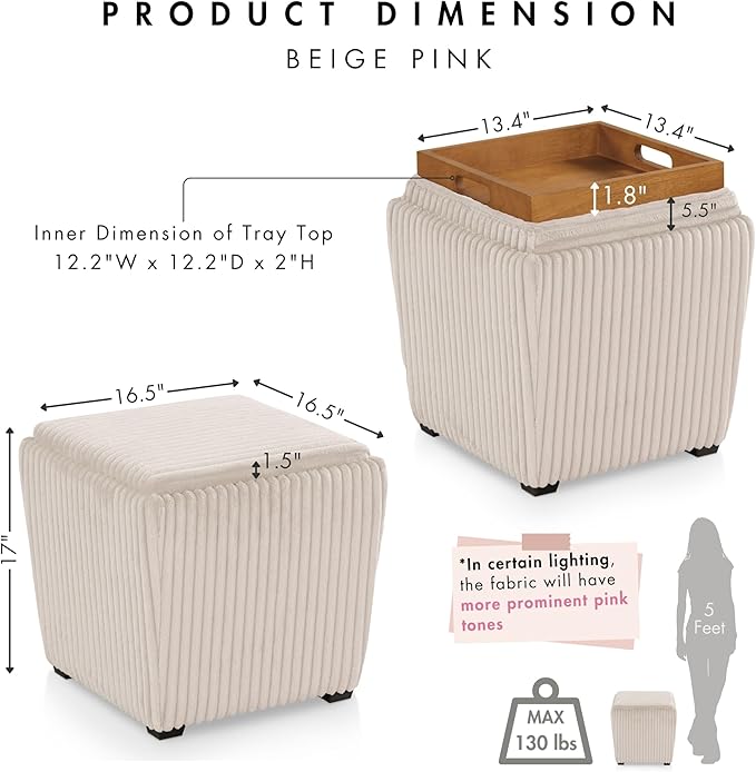 Furniture of America Lennox Modern Chenille 17-inch Square Storage Ottoman