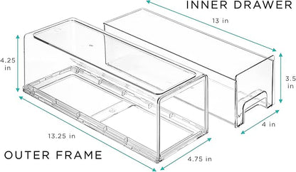 Sorbus Small Wide Clear Stackable Storage Drawers – 2-Pack Plastic Organizer Bins with Handles – Stackable Pull-Out Storage Drawers for Closet, Pantry, Office, Bathroom, Craft, and Toy Organization