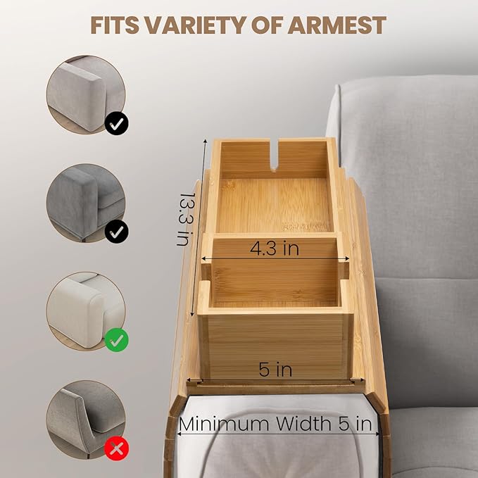 Bamboo Sofa Armrest Tray