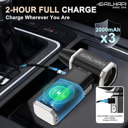 Powerful Air Duster 300000RPM, Handheld Office Duster Blower Replaced Can of Air, Rechargeable Durable Small Blower for PC Gamers, Barber, Laptop & Snow Removal, Birthday Gifts for Dad