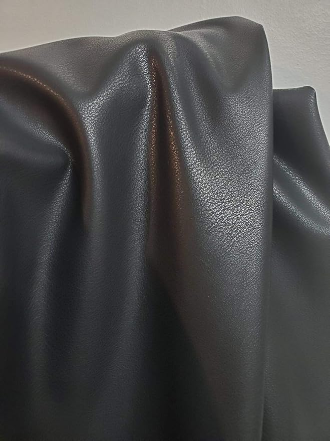 Black Faux PU Leather Sheet Fabric by the Yard Synthetic Thin Pleather 0.7 mm