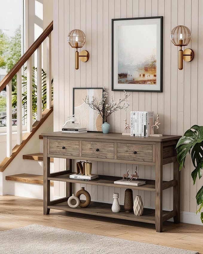 Karl home Console Table with 3 Drawers, Living Room