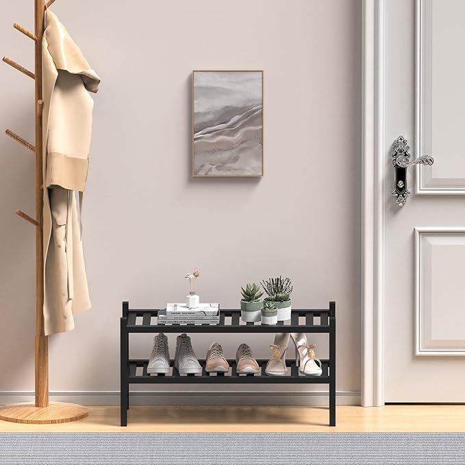 ROMGUAR CRAFT 2 Tier Bamboo Shoe Rack