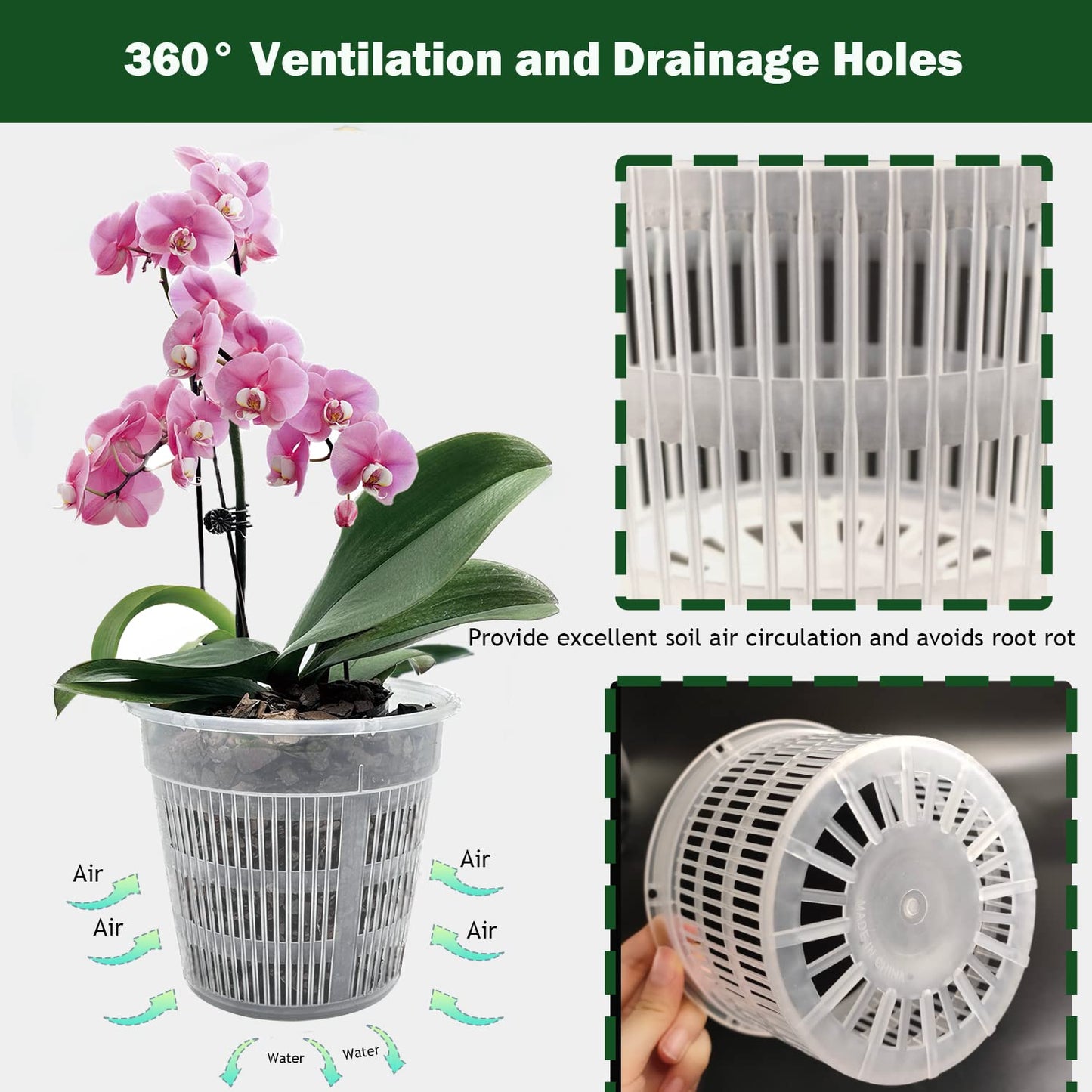 Tialero 12Pcs Orchid Pot, 3 Each of 4.5, 5.5, 6.3 and 7.5 Inch Orchid Pots with Holes and Saucers, Clear Orchid Pots for Repotting, Plastic Plant Pot(3 Each of 4.5,5.5, 6.3,7.5in with Saucers)