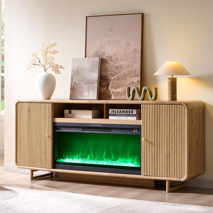 IFGET 70" Fluted Fireplace TV Stand