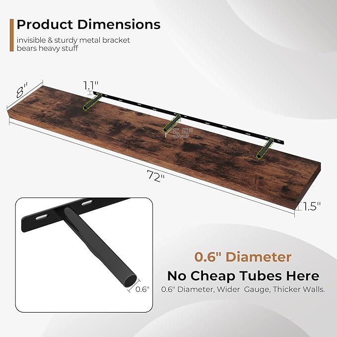 Fun Memories 72 Inch Floating Shelves