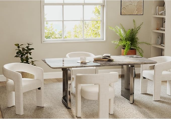 VESCASA Linen Barrel Dining Chair