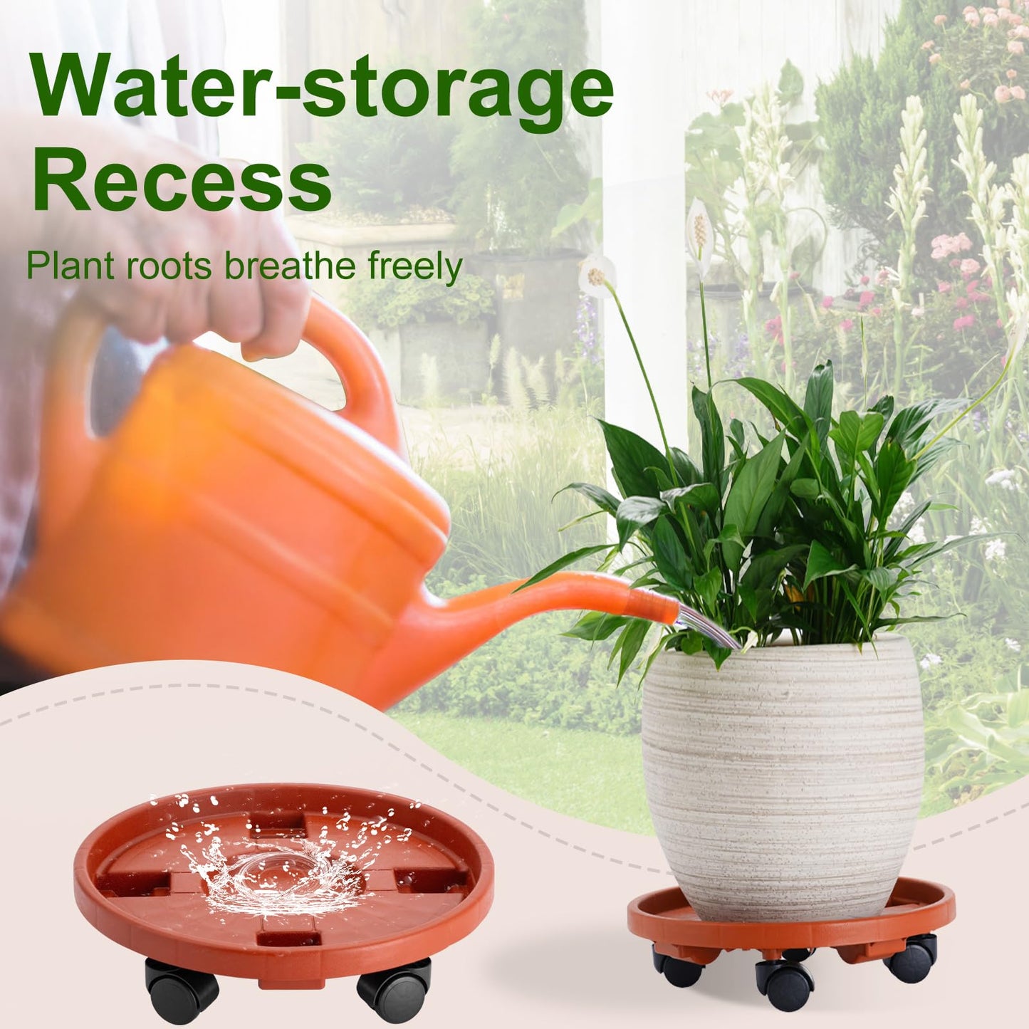 Doseno 13” Plant Caddy with Wheels Round Rolling Plant Stand for Indoor and Outdoor Use, 200lbs Heavy Duty Rolling Dolly for Patio, Lawn & Garden