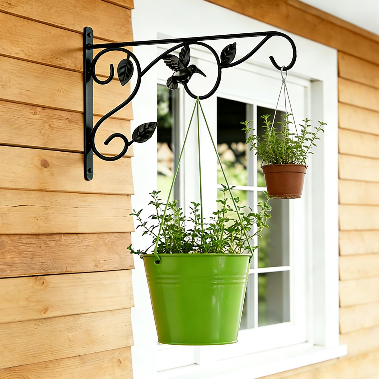 Heavy Duty Plant Hangers for Hanging - 2 Pack Metal Wall Plant Hooks Indoor Outdoor, 12 Inch Rust Resistant Plant Bracket for Bird Feeders, Planters, Lanterns, Wind Chimes - Patio, Garden, Home Decor