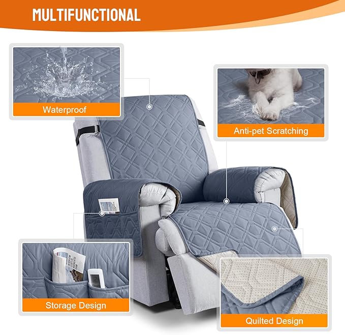VANSOFY 100% Waterproof Recliner Chair Covers, Recliner Cover Non-Slip Dog
