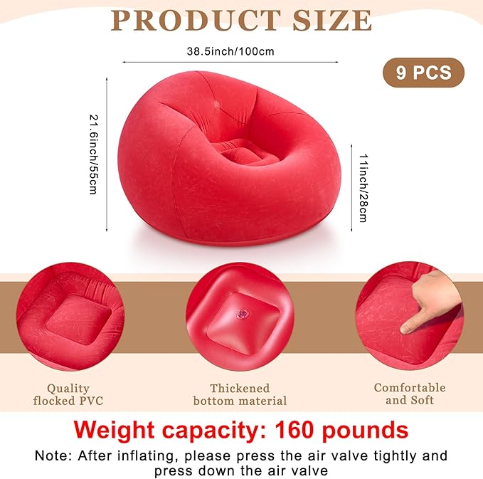 Realspring 6 9 12 Pcs Inflatable Bean Bag Chairs