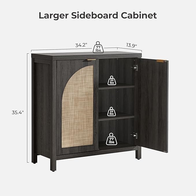 SICOTAS Rattan Sideboard Buffet Cabinet