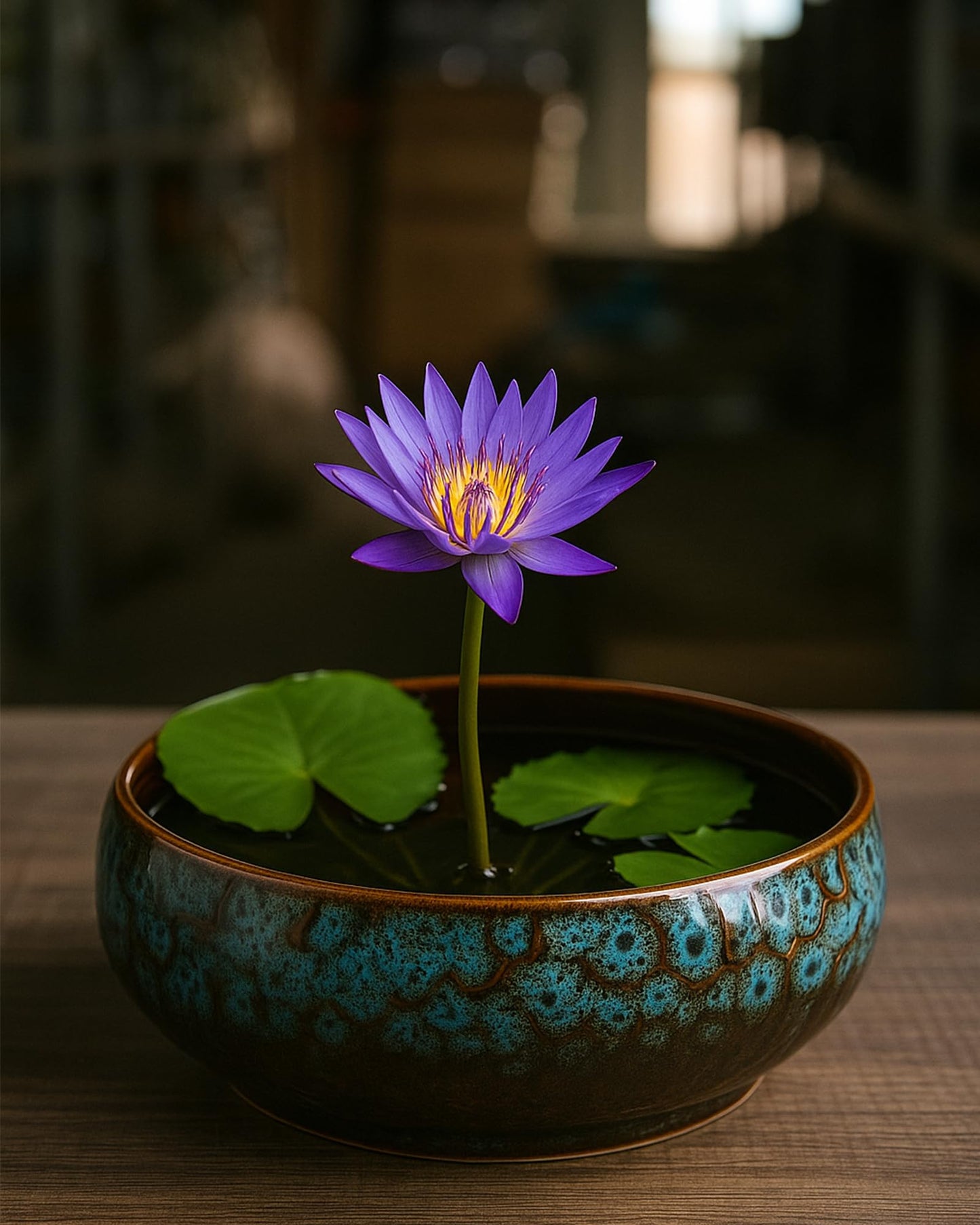 JWShang Lotus Bowl Planter for Planting in Water Indoors, Round Ceramic Lotus Flower Pot, Outdooor Garden Decorative Leak-Proof Bonsai Bowl for Lotus Seeds, Water Lily, Succulents (Green)