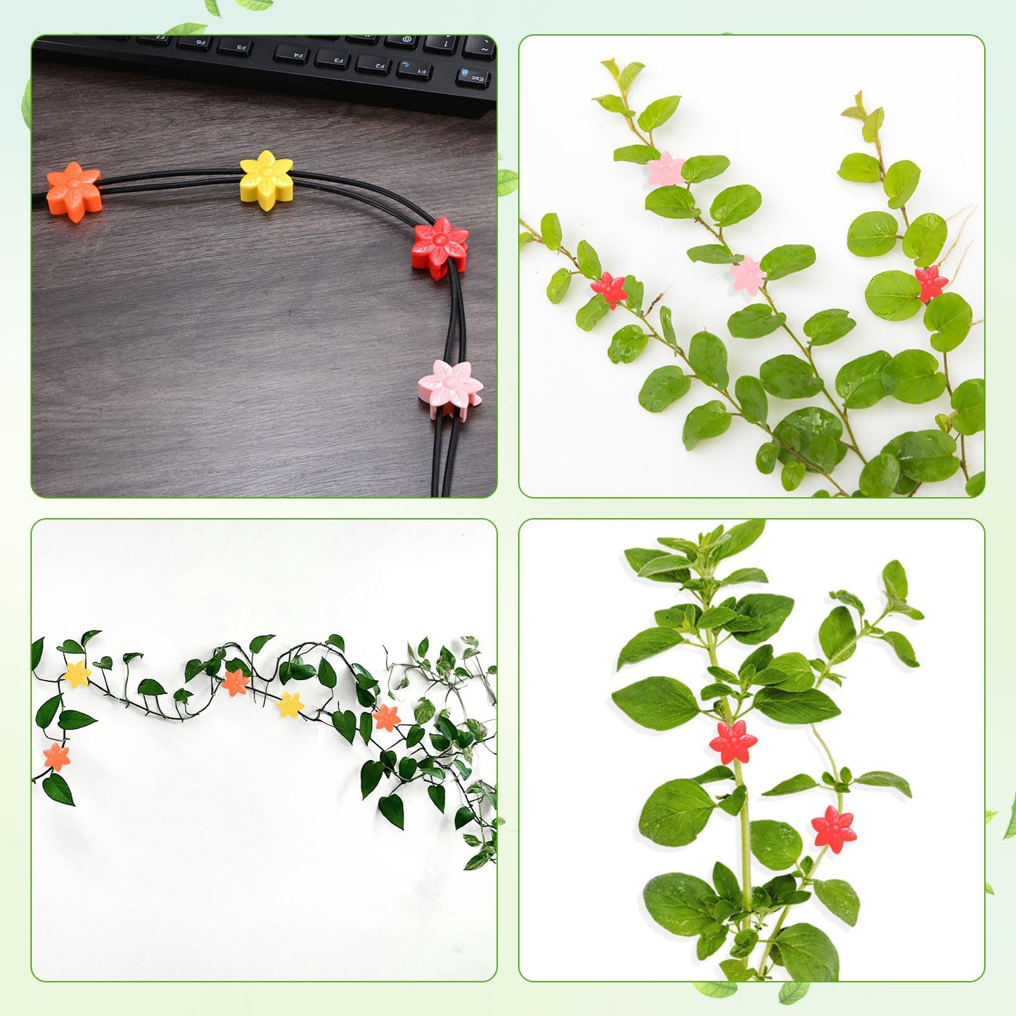 M METERXITY 100 Pack Plant Wall Clips, Self-Adhesive Plant Climbing Wall Clips Fixer with Acrylic Adhesive Sticker for Vine Support/Indoor/Outdoor Decor [Plum Blossom-Yellow]