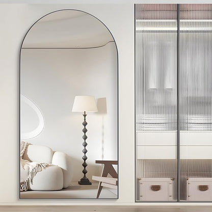 Arched Full Length Mirror Standing Mirror with Stand 78” x 38“ Large Wall Black Hanging Standing or Leaning Against The Wall for Bedroom Entryway