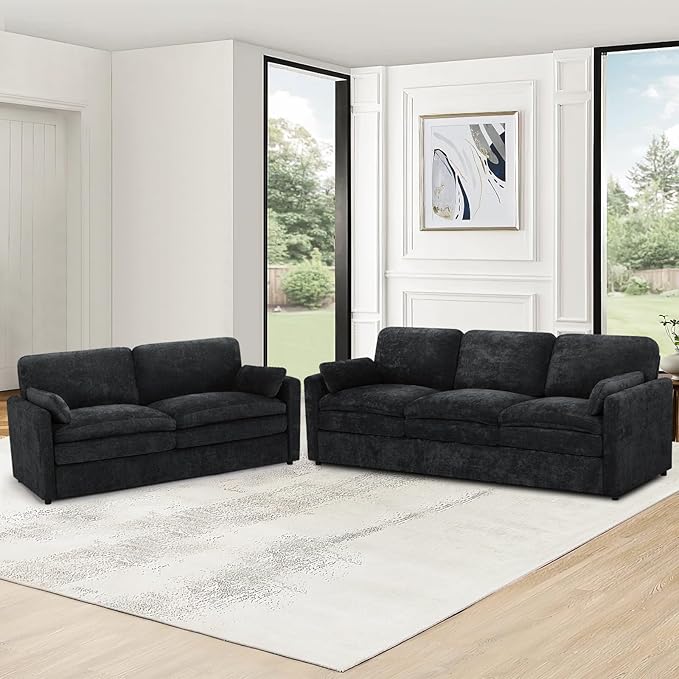 Chenille Upholstered Sofa Set