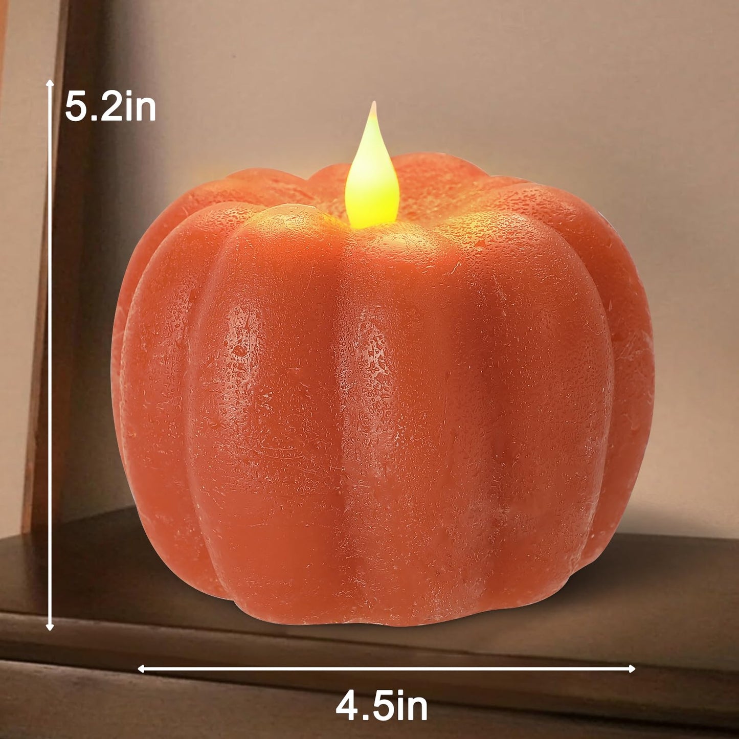 Fall Decor Pumpkin Flameless Candles - Battery Powered LED Pumpkin Flickering Candle with Timer Remote Control, Thanksgiving Gifts, Autumn Farmhouse Rustic Harvest Decor for Indoor (Orange)