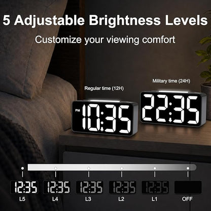 DreamSky Small Digital Alarm Clock with Night Light for Kids Bedroom | RGB Desk Clock with Large Numbers for Teens Boys, Brightness Dimmer, Adjustable Alarm Volume, USB Port, USB-C Adapter Powered
