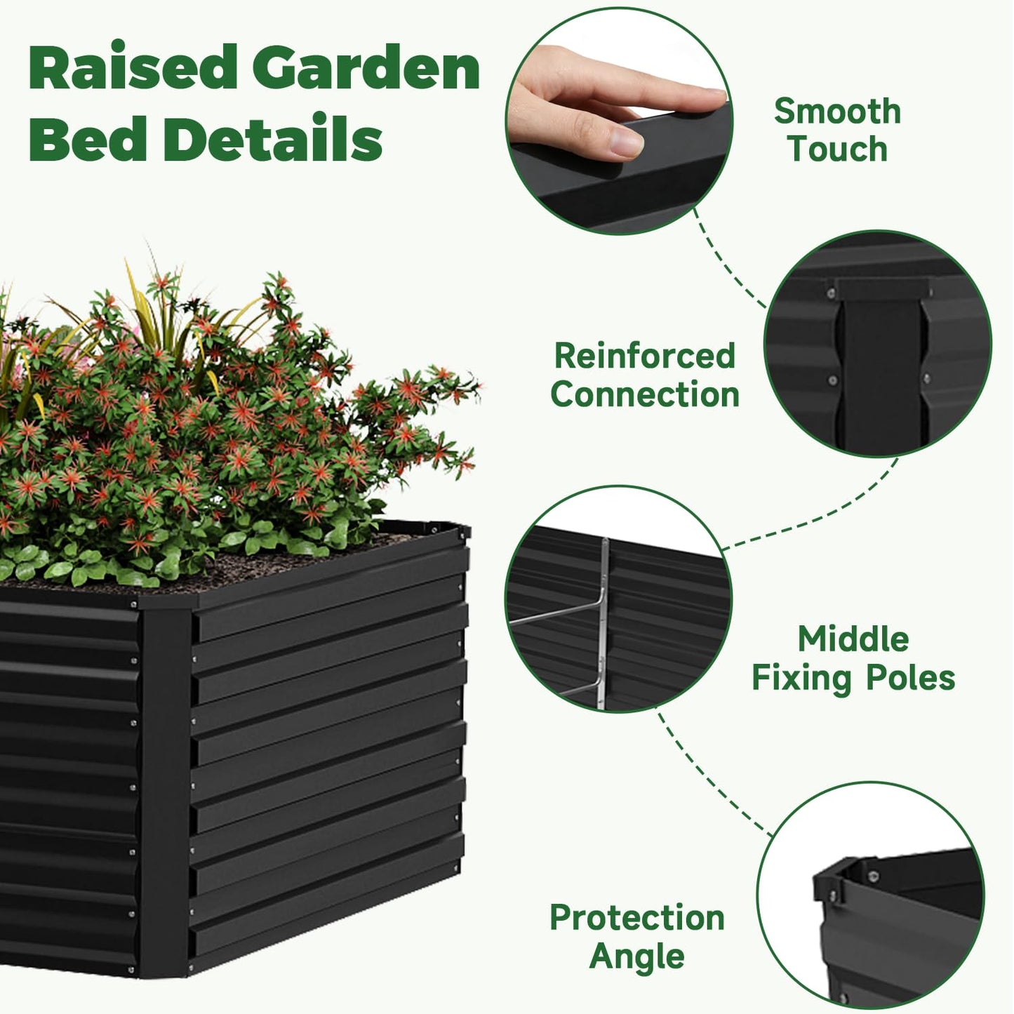 NAVINE 8x4x2 ft Raised Garden Bed, Large Metal Planter Raised Beds, Planters for Outdoor Plants for Vegetables, Flowers, Herbs, Fruits, and Succulents.(2 Pcs)