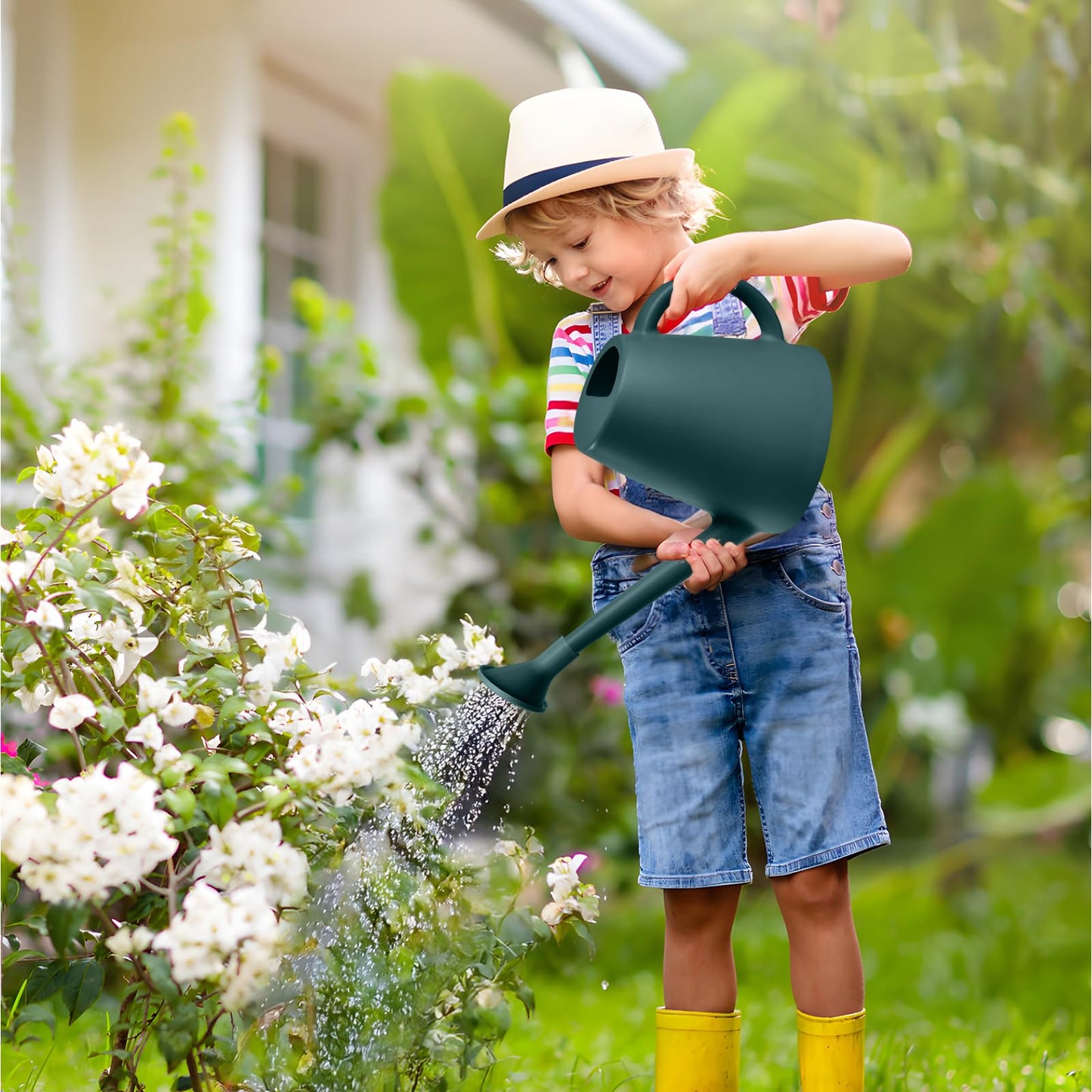 ZXJ Grip Plant Watering Cans for Indoor and Outdoor Home Garden Plants - with Long Spout - Blackish Green - 1/2 Gallon