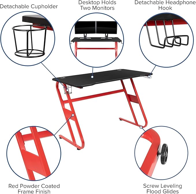 Flash Furniture Fisher Red Gaming Ergonomic Desk