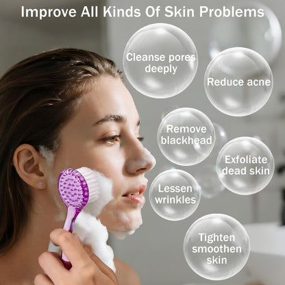 4 Colors Facial Cleansing Brush, Beomeen Face Scrubber Exfoliating Brush Face Wash Scrub Exfoliator for Skin Care, Makeup Removal (Blue, Pink, Purple, Clear)