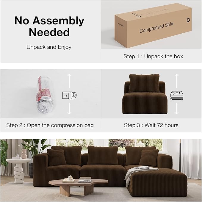 Novilla 141" Modular Sectional Sofa, Modern Cloud Sectional Couch