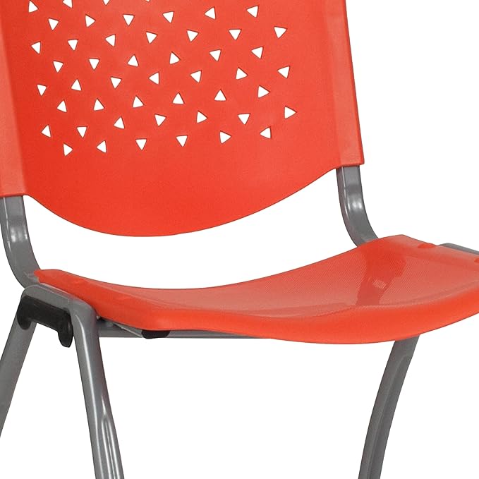 Flash Furniture HERCULES Series 880 lb. Capacity Orange Plastic Stack Chair