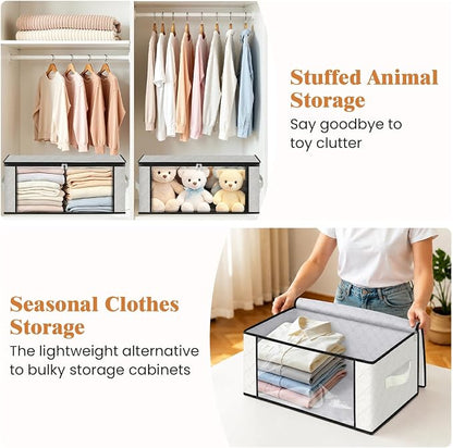 Fab totes 35L Closet Organizers and Storage, Foldable Under Bed Storage Containers, Storage bags for Organizing Bedroom, Closet, Clothing,Organization with Handle (6 Pack,Ivory)