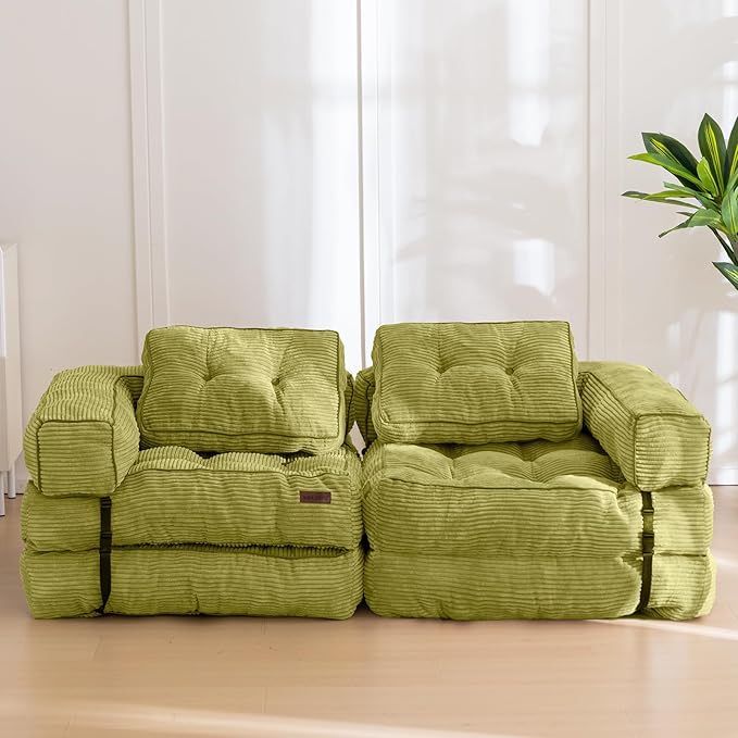 MAXYOYO Folding Sofa Bed, L-Shaped Convertible Sofa
