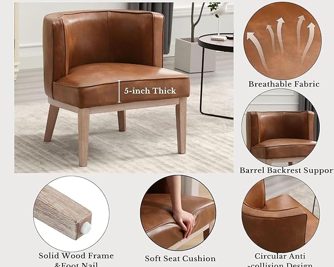 Brown Leather Barrel Chair
