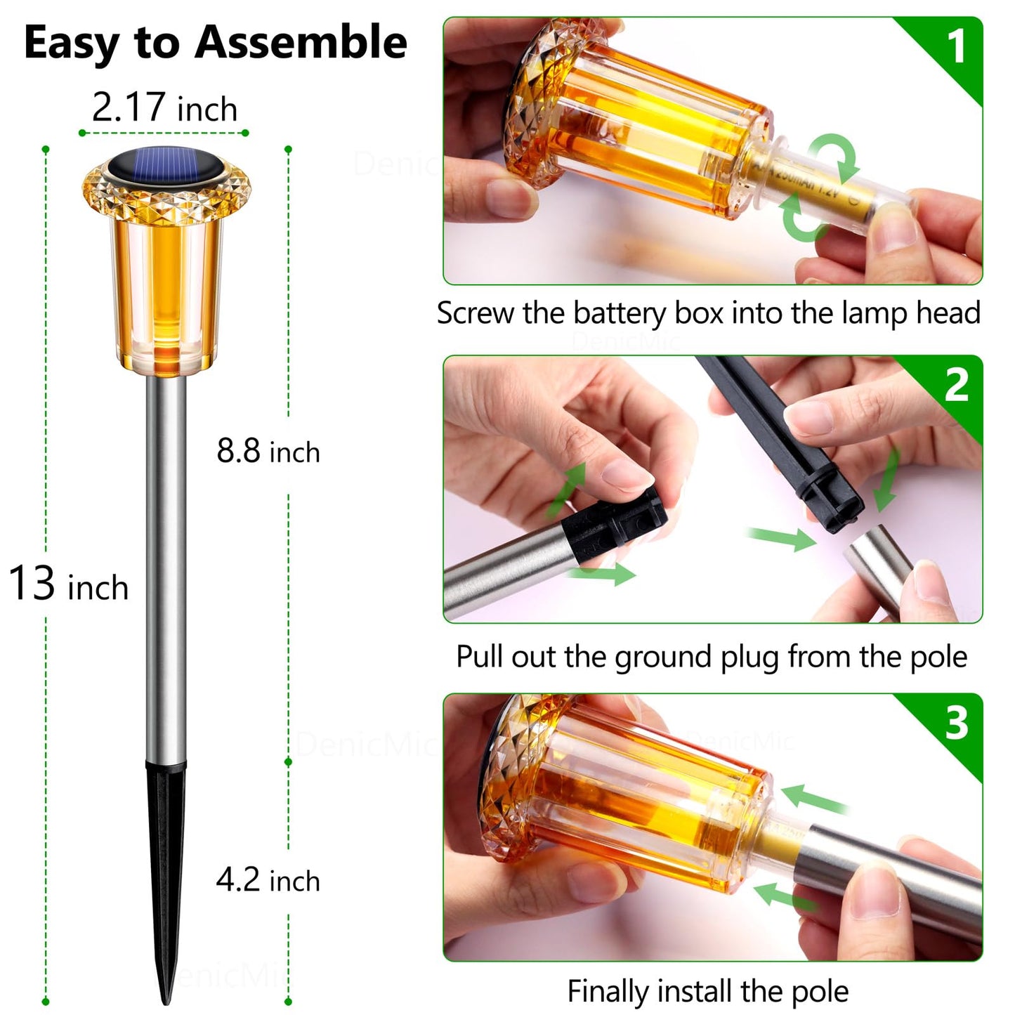 DenicMic Solar Lights Outdoor 10 Pack Waterproof Color LED Outside Lights for Yard Pathway Garden
