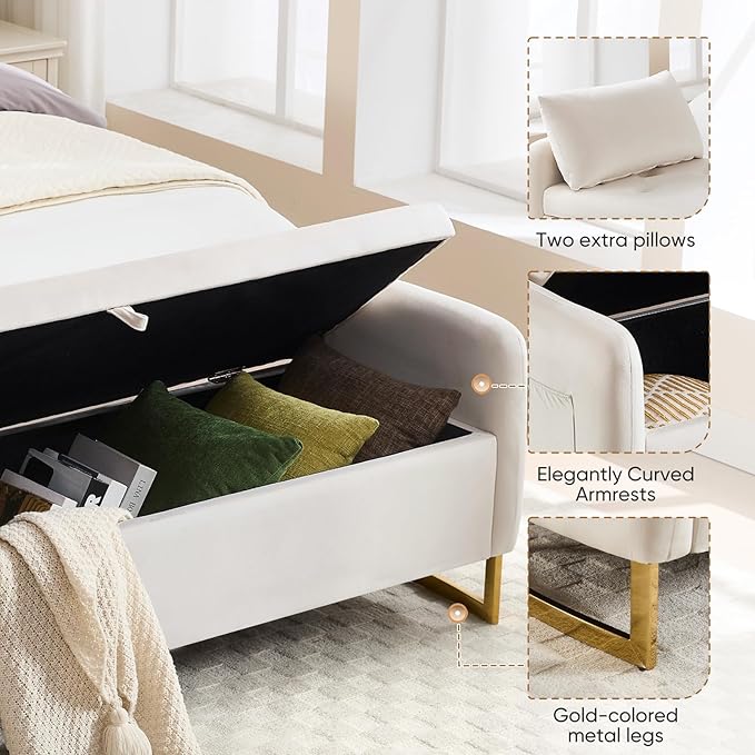 65" End of Bed Storage Bench, Velvet Storage Bench