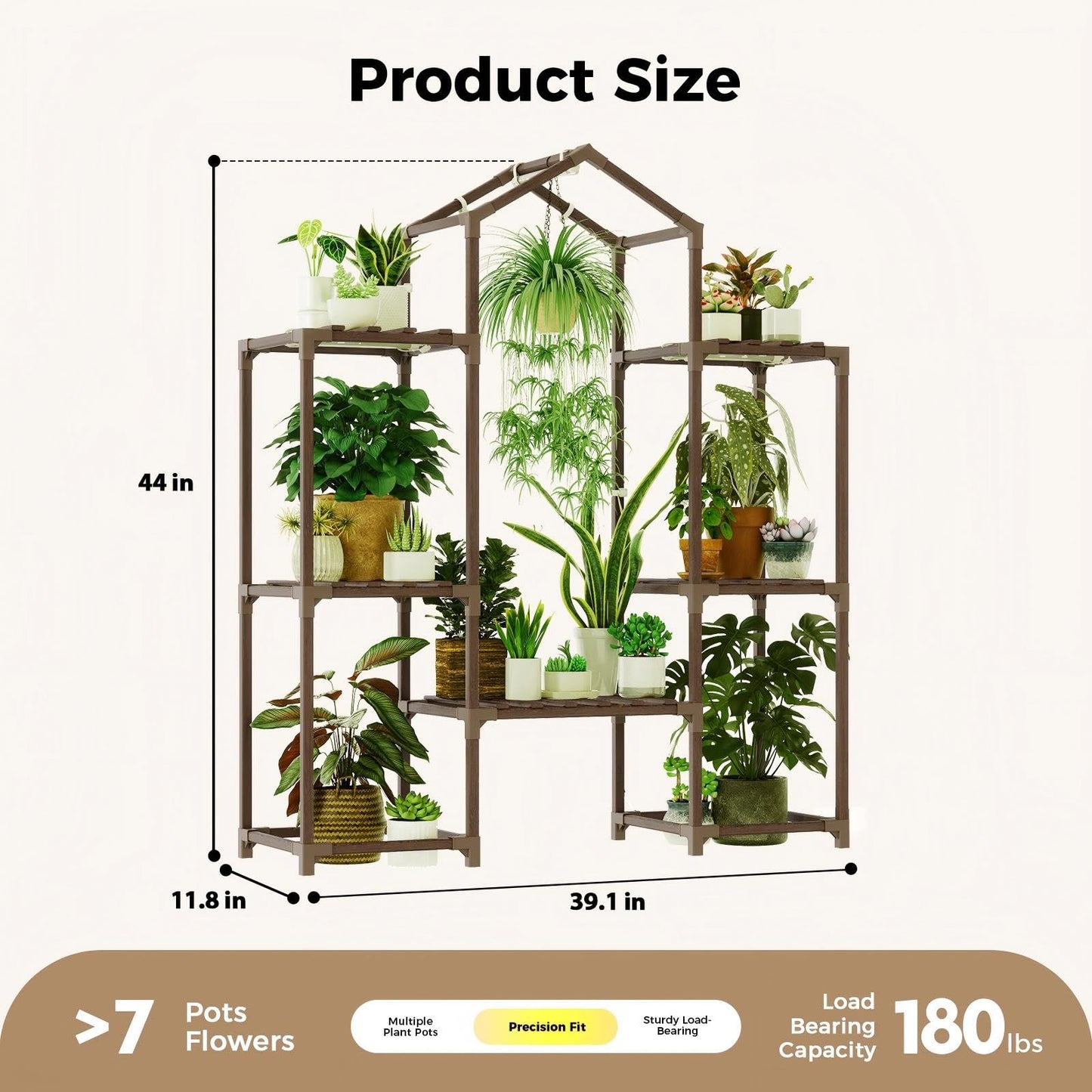 Bamworld Plant Stand Indoor with Grow Lights Wood Plant Shelf for Hanging Planter Pots Display Flower Stand for Living Room Patio Garden Decor