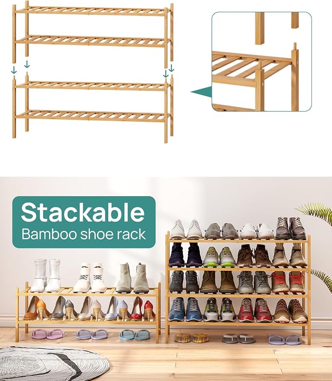 viewcare Shoe Rack, 4-Tier Long Shoe Rack