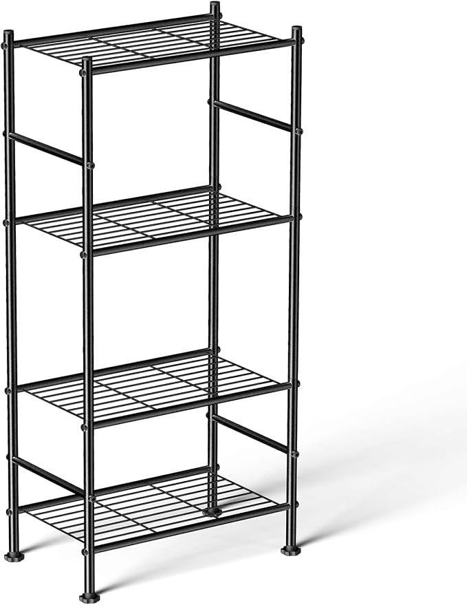 Abiglifty Storage Shelves, 4-Tier Wire Shelving, Metal Shelving with Adjustable Leveling Feet, Garage Storage for Bathroom, Closet, Kitchen