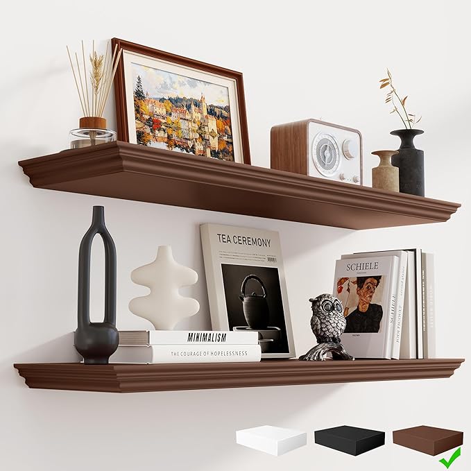 Fun Memories Floating Shelves 36 Inch Long, 9.3 Inch Deep Classic Crown Molding