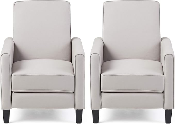 Christopher Knight Home Emmie Fabric Recliner, Light Gray, Dark Brown