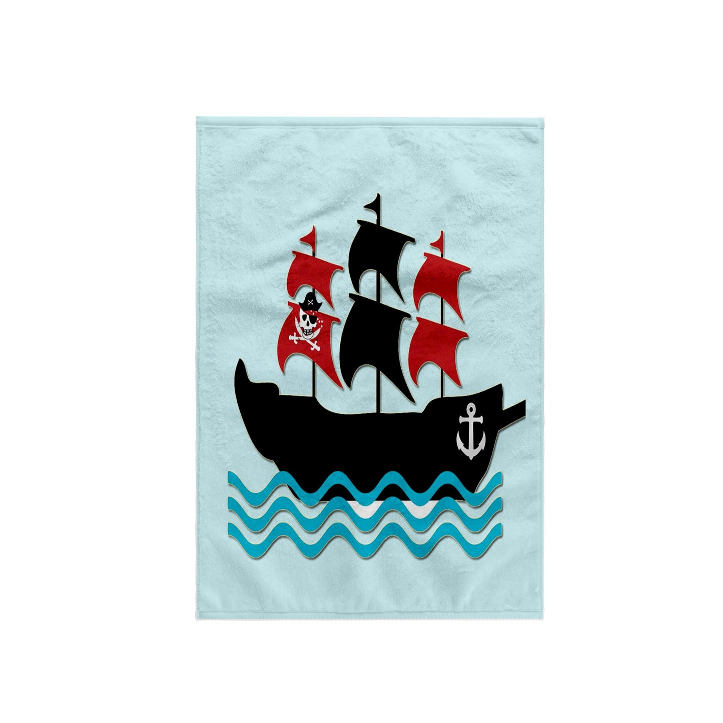3D Rose TWL_224466_1 Pirate Boat. Kids Decor Towel, Blue, 15" x 22"