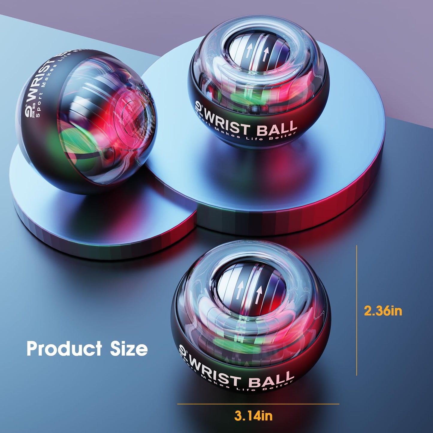 Wrist Trainer Ball Auto-Start Gyroscopic Forearm Exerciser Gyro Ball for Strengthen Arms, Fingers, Bones and Muscles