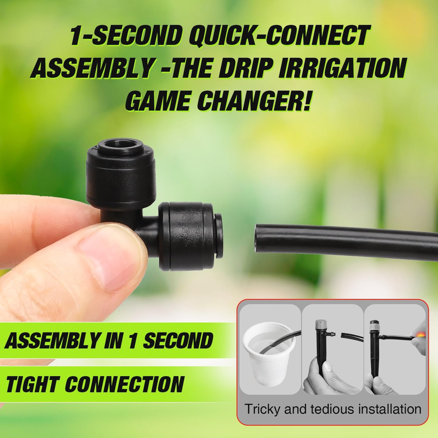Bonviee 1/4 Inch Push-to-Connect Elbow Connectors, 24 Pack – 90° Drip Irrigation Elbows for Lawn, Garden, Greenhouse