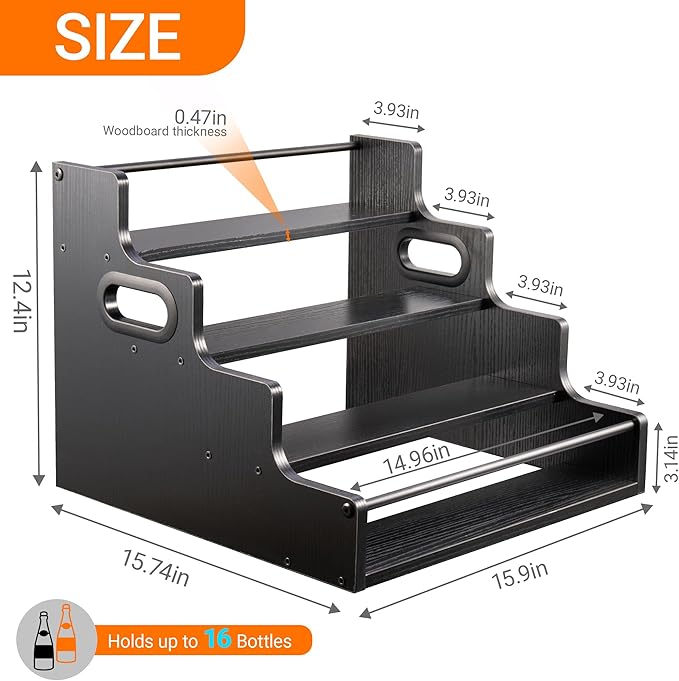 YQBRAO 4-Tier Liquor Bottle Display Shelf, Coffee Syrup Rack Organizer
