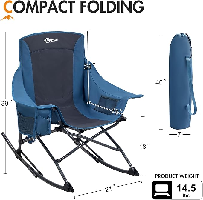 Portal Outdoor Rocking Chair Camping Folding Portable Rocker