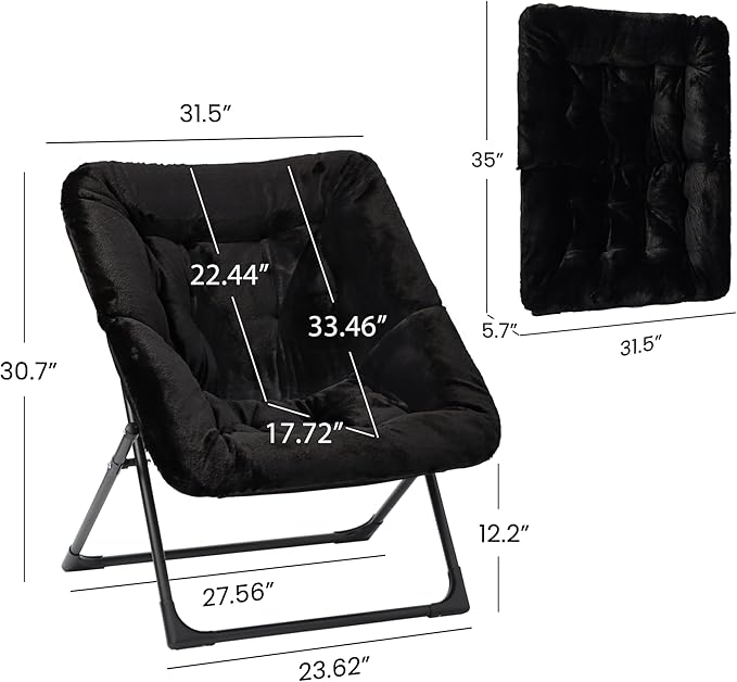 Comfy Saucer Chair for Adults, Soft Faux Fur Bedroom Chair, Accent Dorm Chairs