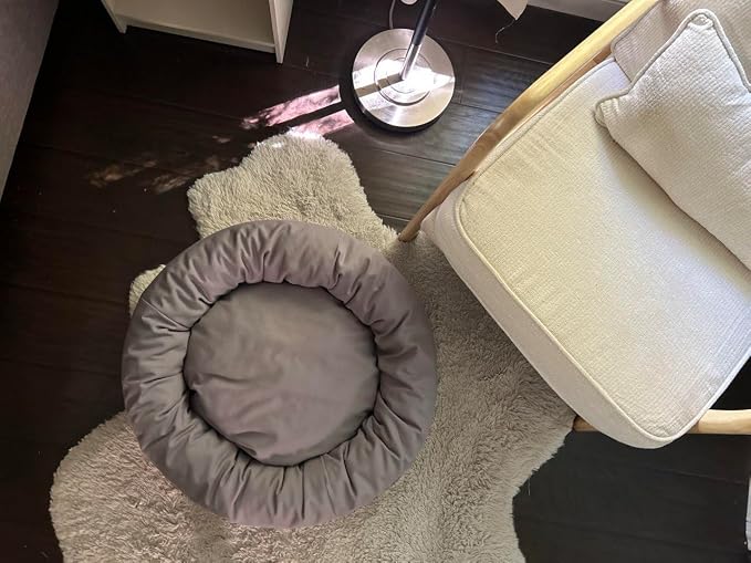 Organic Cotton Canvas Dog Bed: Removable Cover, Natural Fill - Made in USA (Blue Gray, Small 24" x 7" inches)