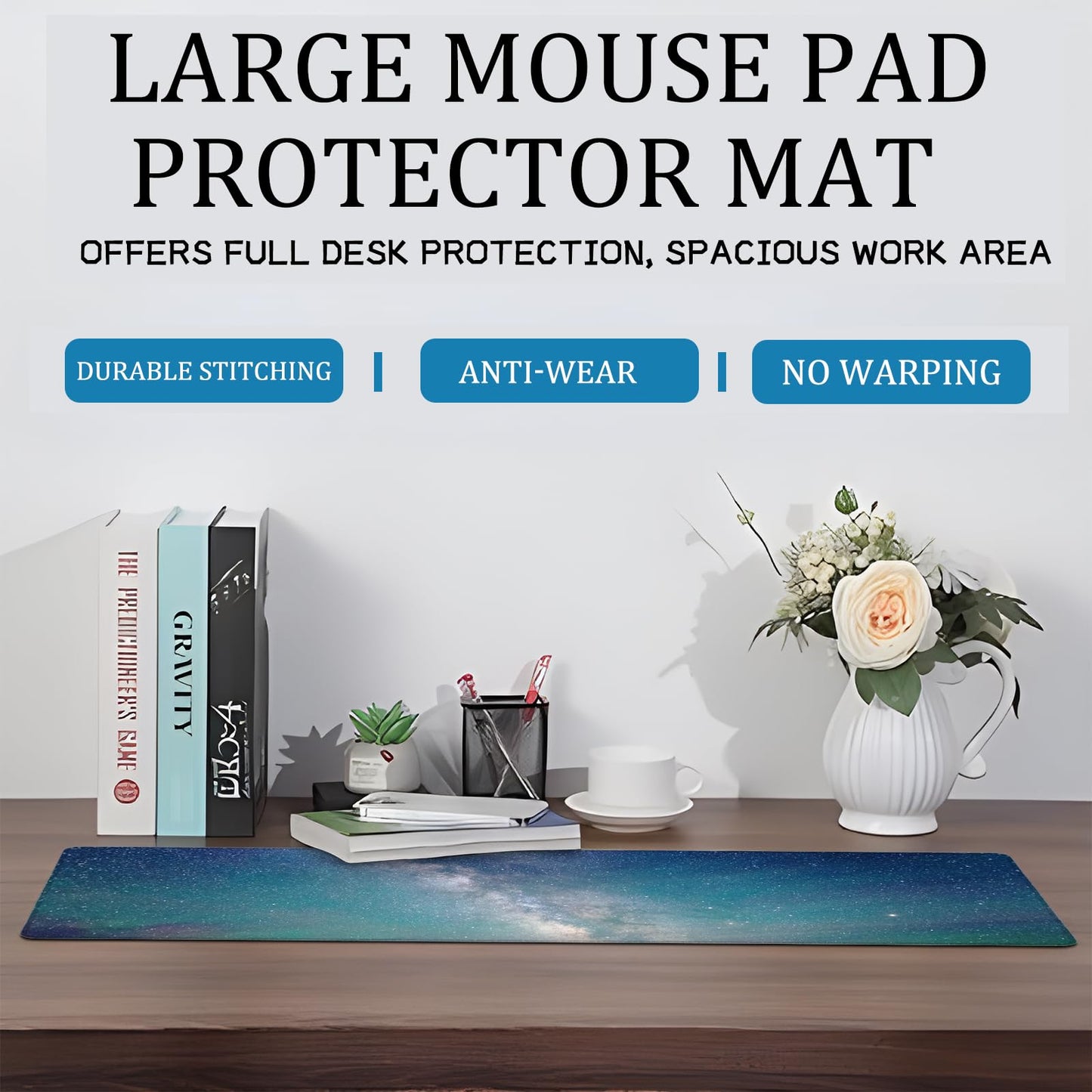 ainori Gothic Skull Gaming Mouse Pad,12x31.5in Non-Slip Rubber Rose and Elegant Goth Dark Desk Mat,Large Extended Halloween Mousepad for Office Home Laptop,Mice Pads Gifts,Game Lover Deskmat Decor